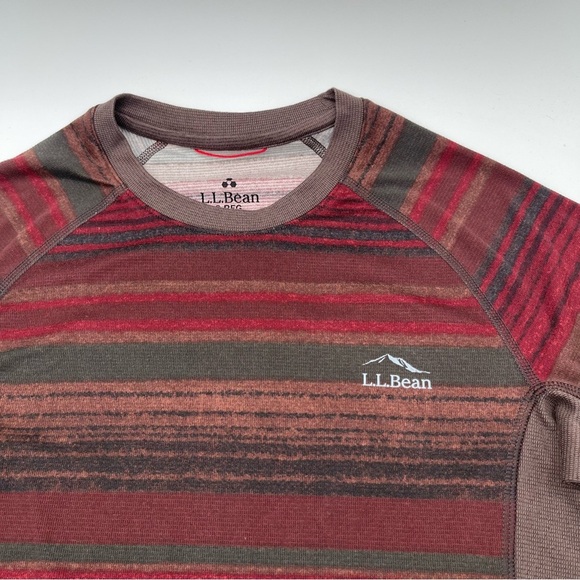 LL Bean Shirt Mens Small Midweight Base Layer Performance Crewneck Striped - Picture 2 of 7